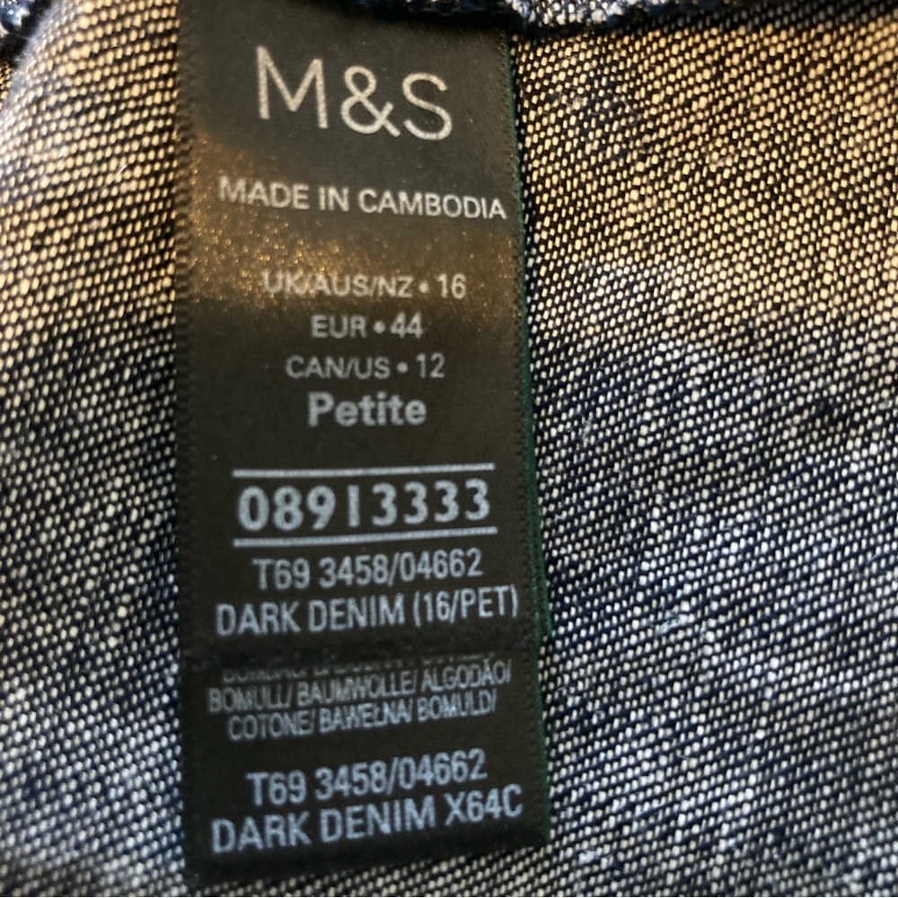 Marks & Spencer Black Denim Midi Skirt | Gathered Waist | Cotton & Linen Blend - Picture 3 of 10